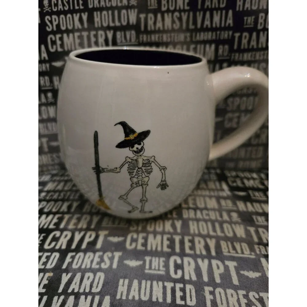 Rae Dunn Halloween Dancing Skeleton Halloween Coffee Mug
